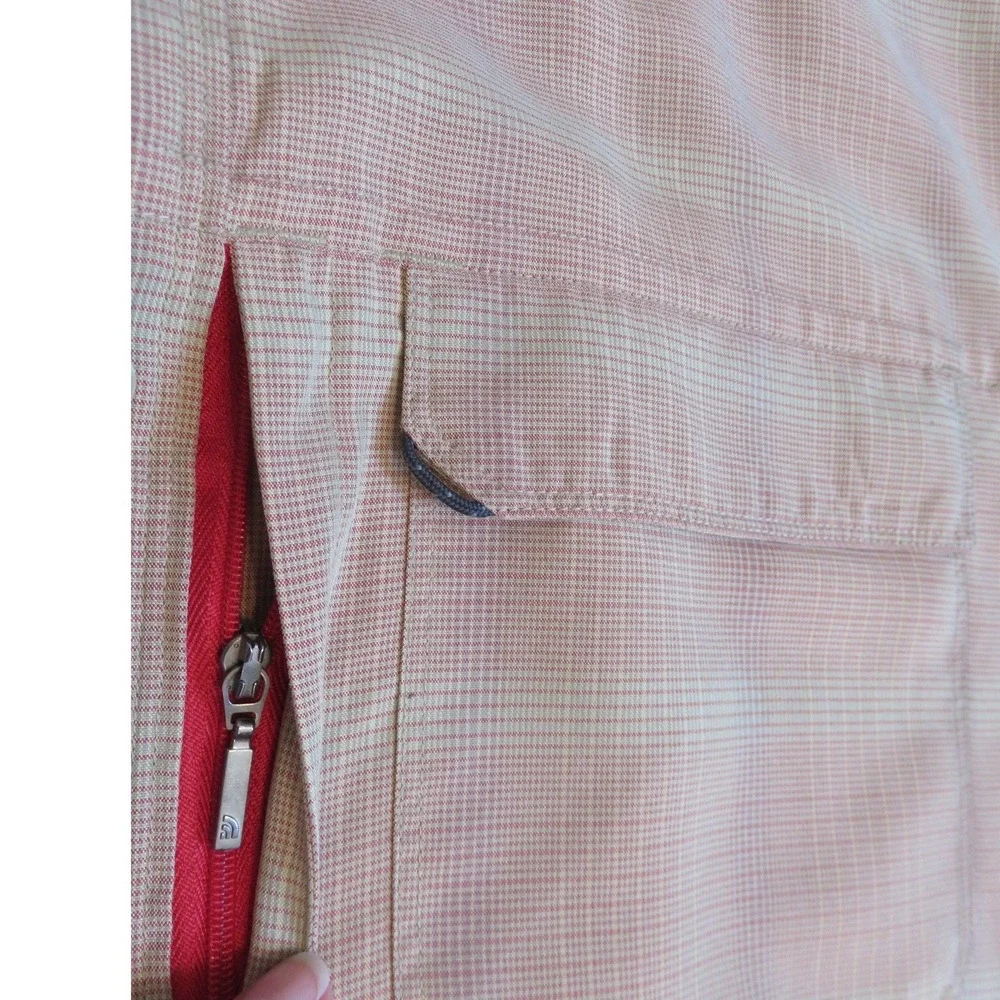 The North Face Mens XL Tan Plaid Short Sleeve Button‎ Front Shirt